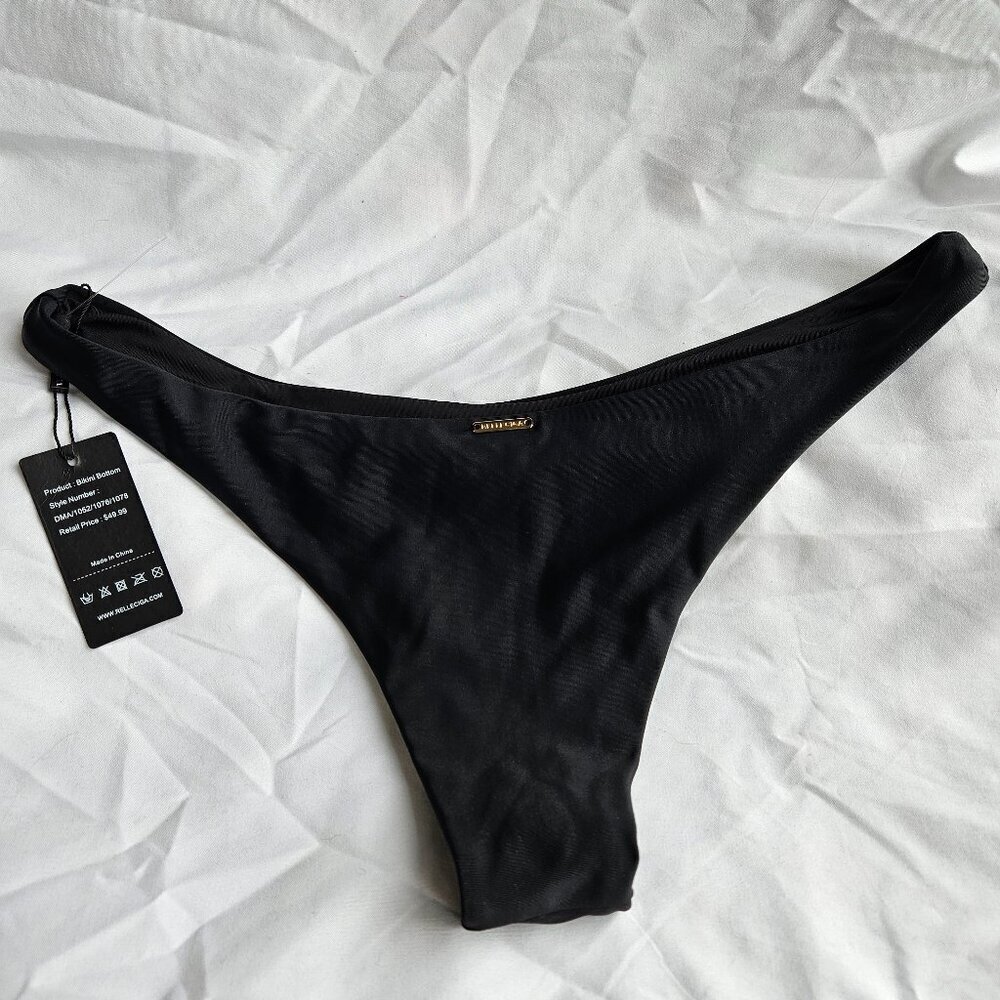 Relleciga Black Cheeky‎ Bikini Bottoms Sz. L NWT